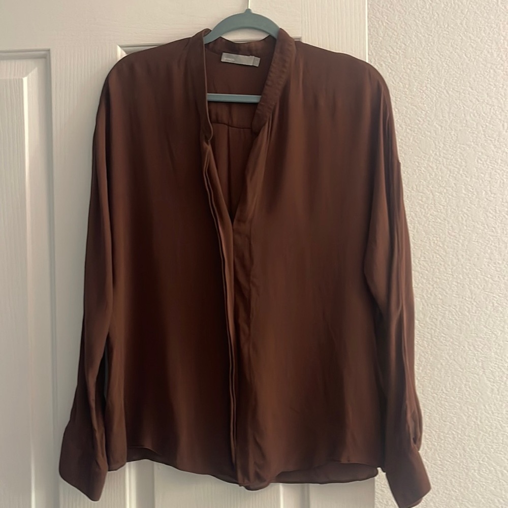 Vince brown silk blouse size 12